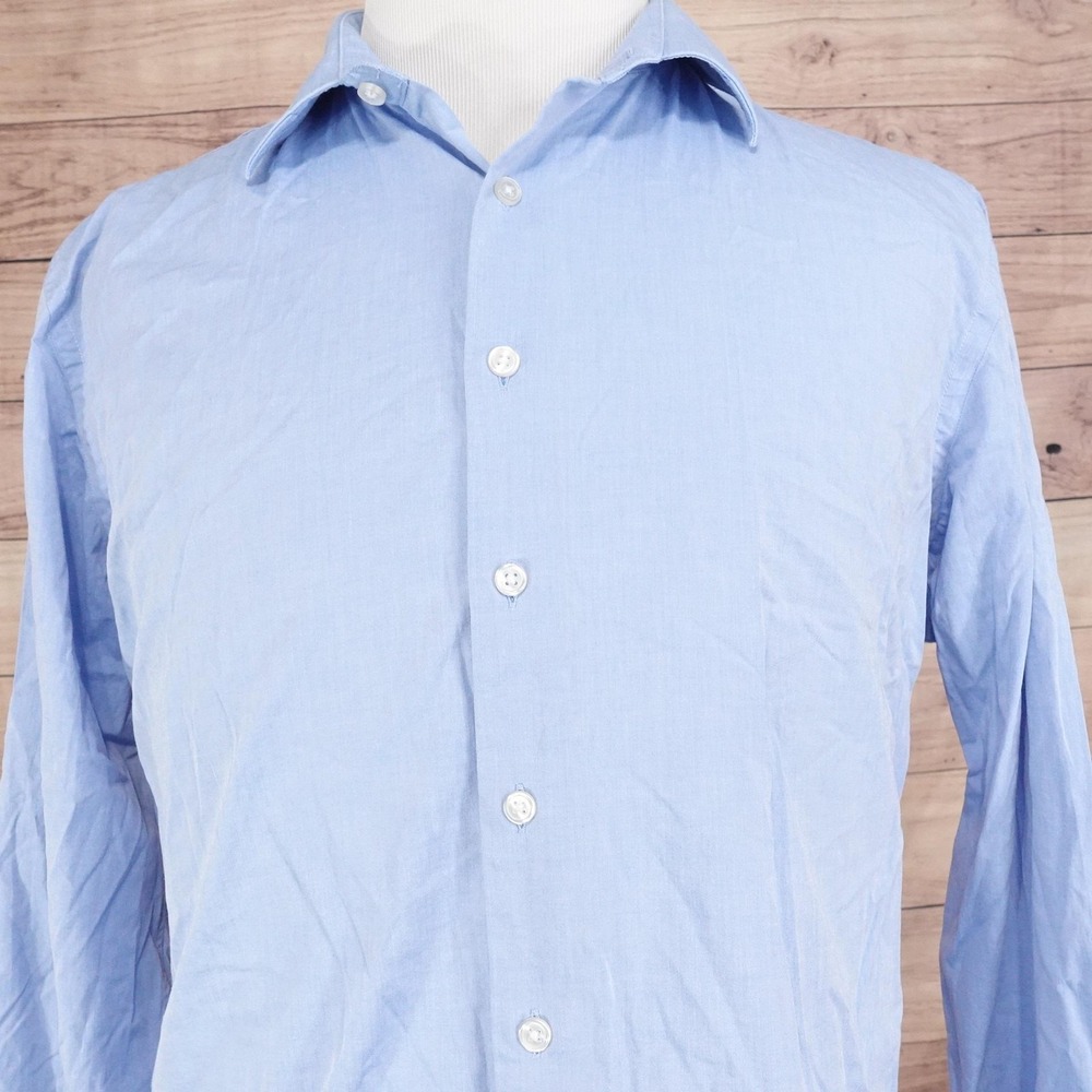 APT. 9 Shirt Mens XL Blue Solid Long Sleeve Button-Up Slim Fit Stretch Casual